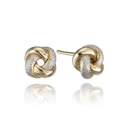 14K Gold Two Tone Knot Earrings