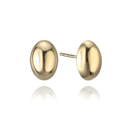 14K Yellow Gold Oval Stud Earrings