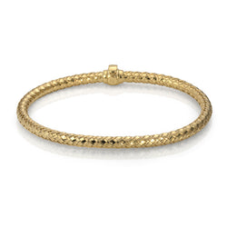 14K Yellow Gold Snake Link Rounded Bangle