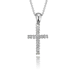 14K White Gold Diamond Cross Pendant