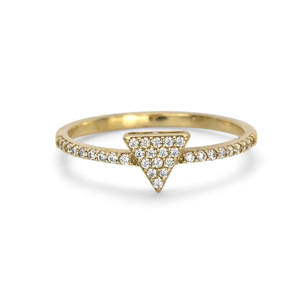 10K Yellow Gold Cubic Zirconia Trigon Ring