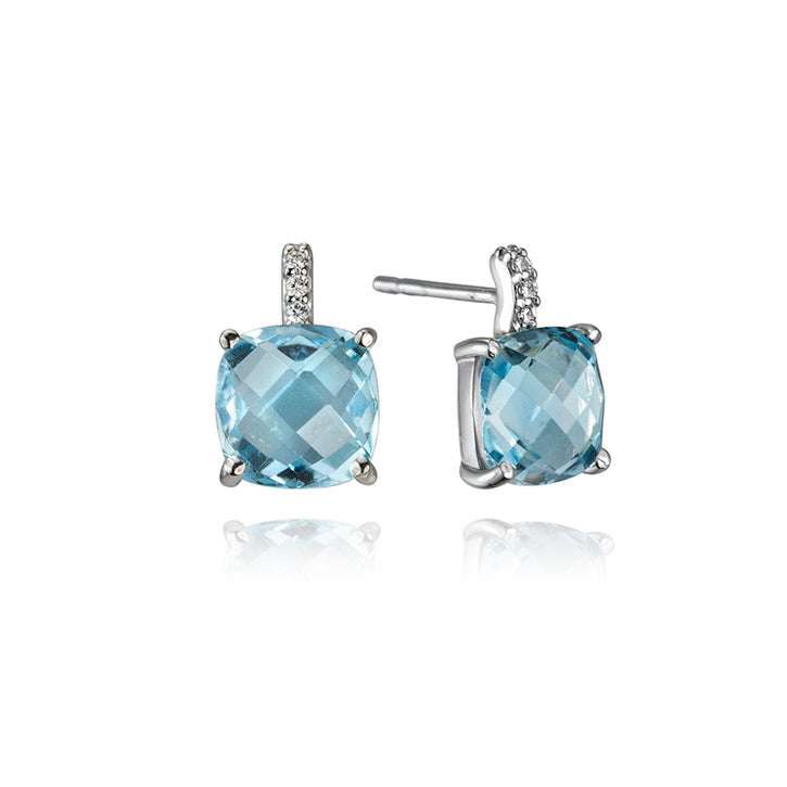 18K White Gold Topaz and Cubic Zirconia Earrings