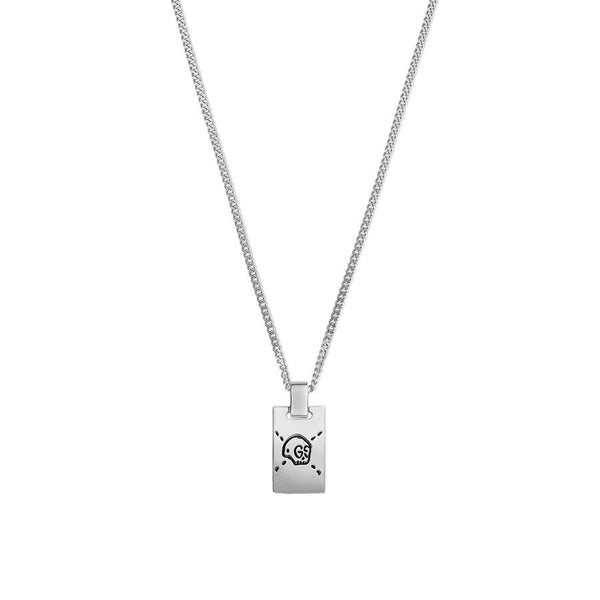 Gucci Silver Ghost Dog Tag Necklace