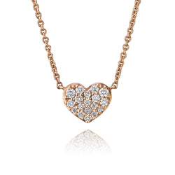 14k Rose Gold Diamond Cluster Heart Necklace